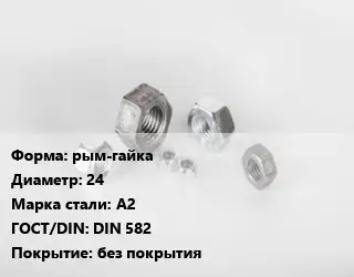 Гайка рым-гайка D=24 Сталь: А2 DIN 582 без покрытия